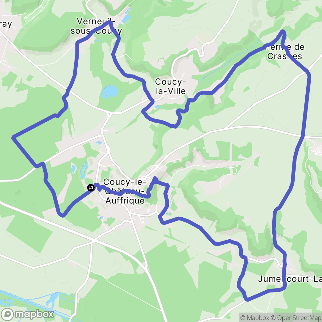 Coucy-le-Château-Auffrique : carte du parcours de randonnée - France