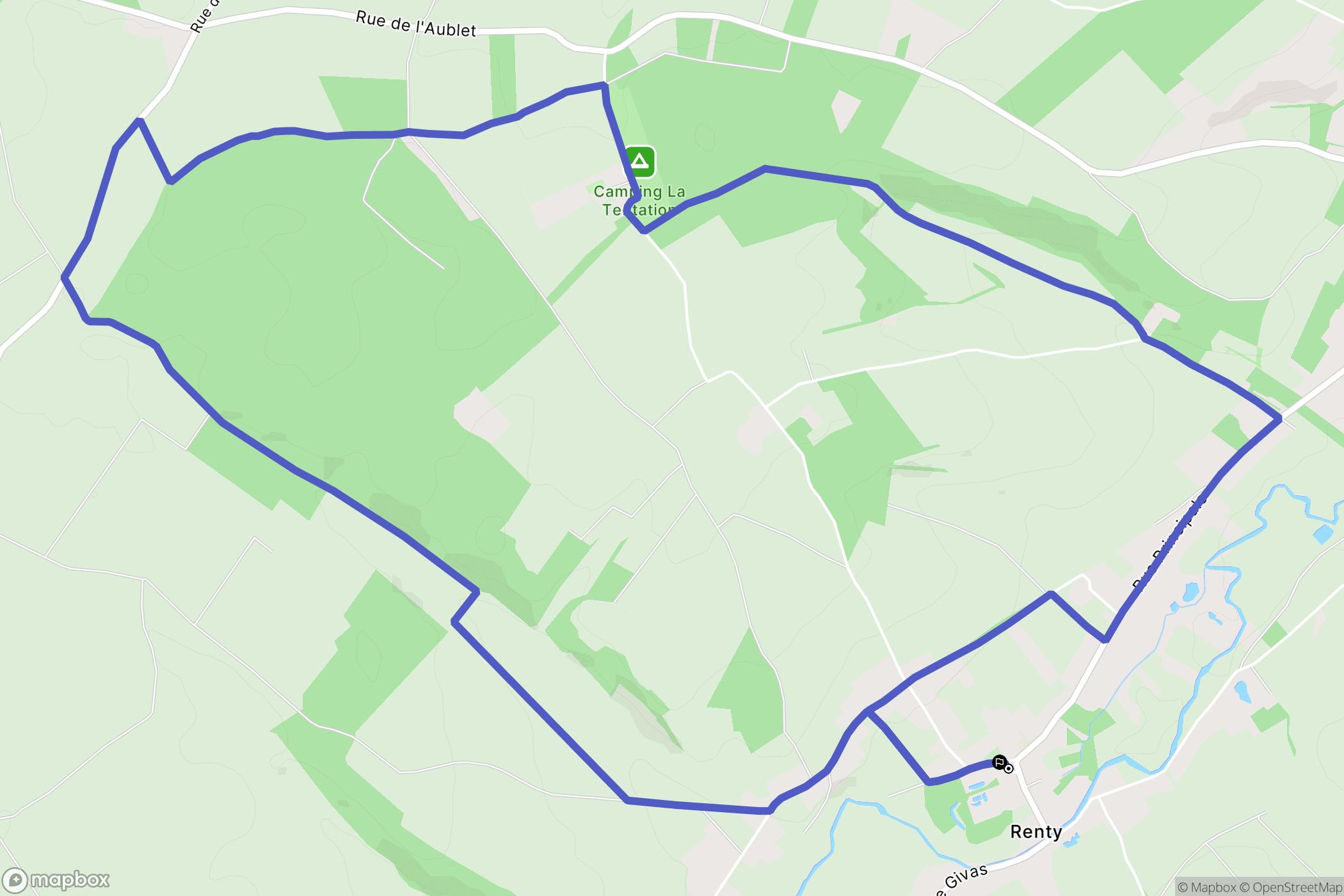 Renty : carte du parcours de randonnée - France