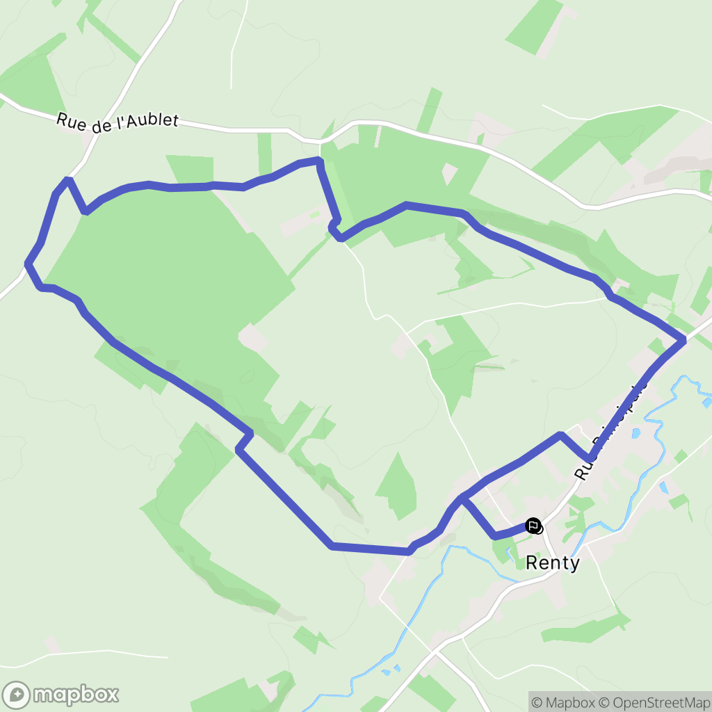 Renty : carte du parcours de randonnée - France
