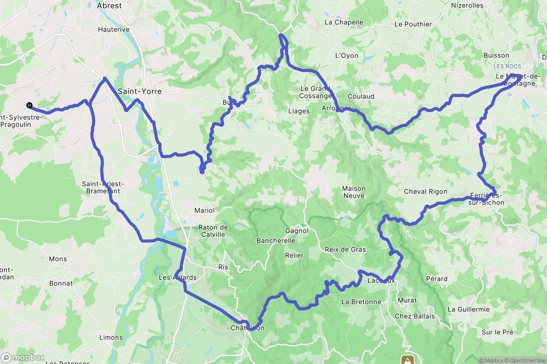 Saint-Sylvestre-Pragoulin : carte du parcours de randonnée - France