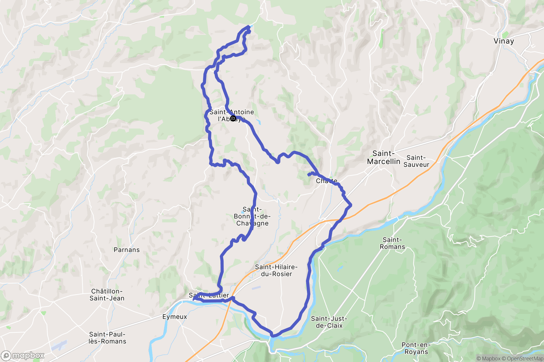 Saint-Antoine-l'Abbaye : carte du parcours de randonnée - France
