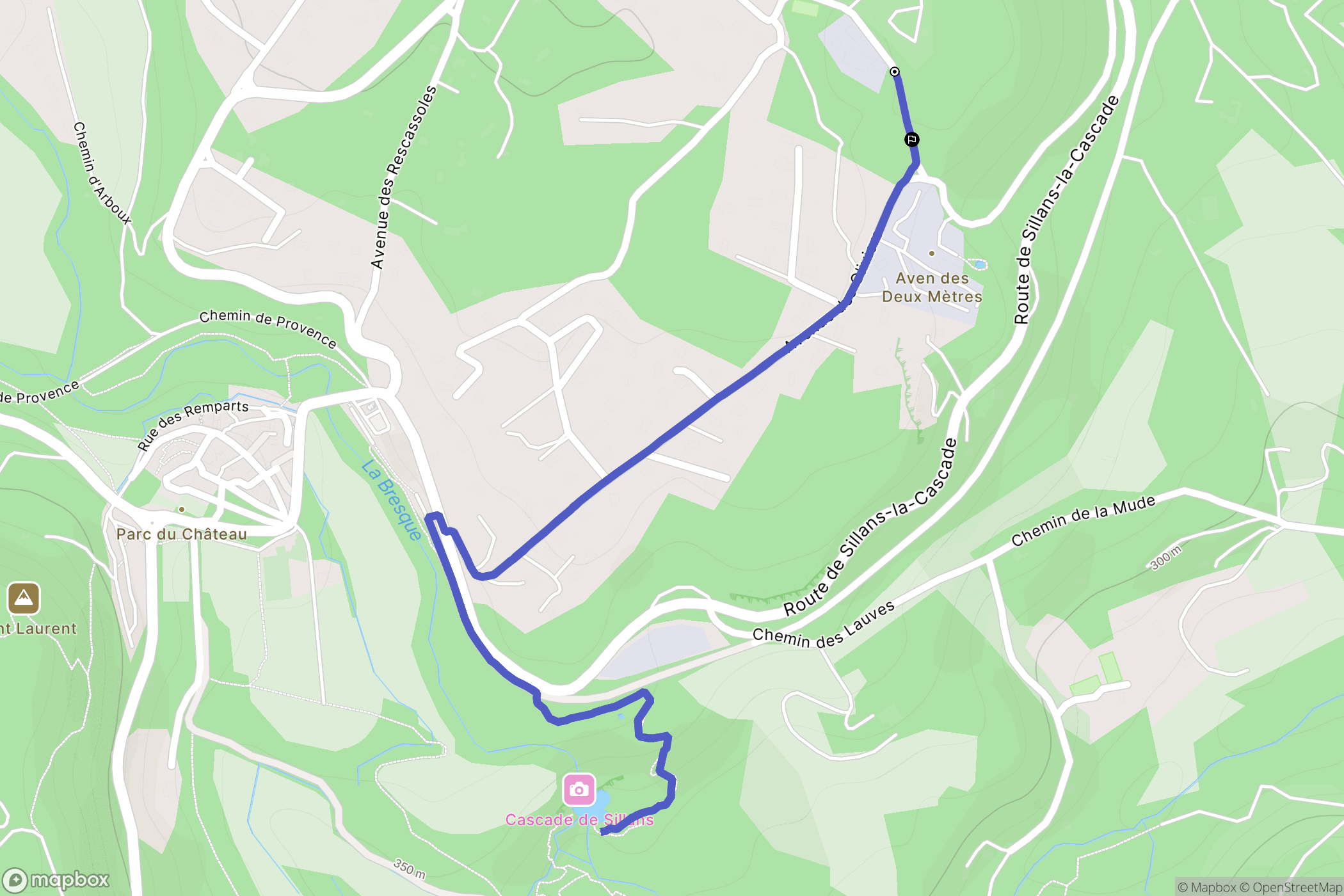 Sillans-la-Cascade : carte du parcours de randonnée - France