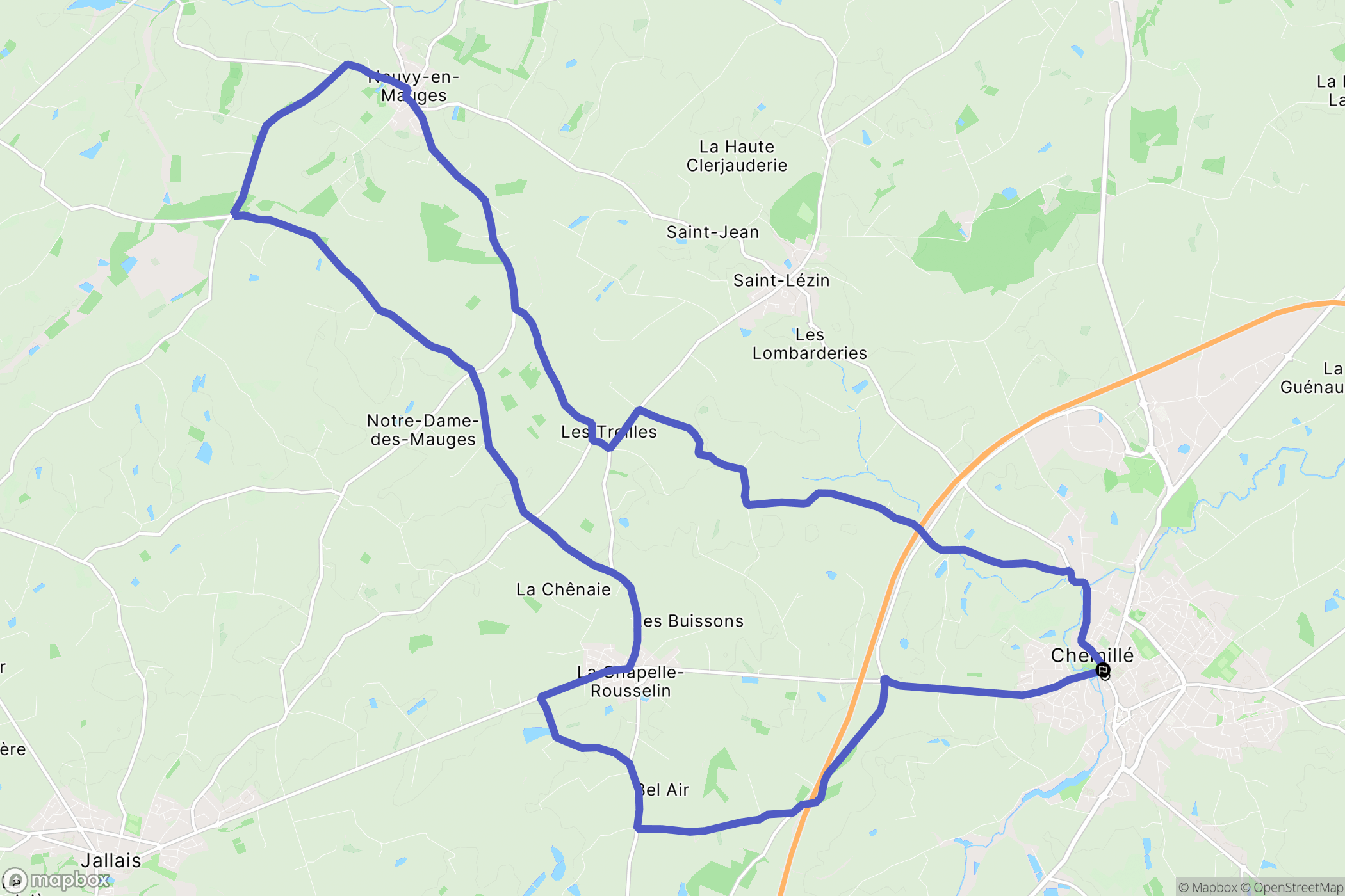 Chemillé-en-Anjou : carte du parcours de randonnée - France