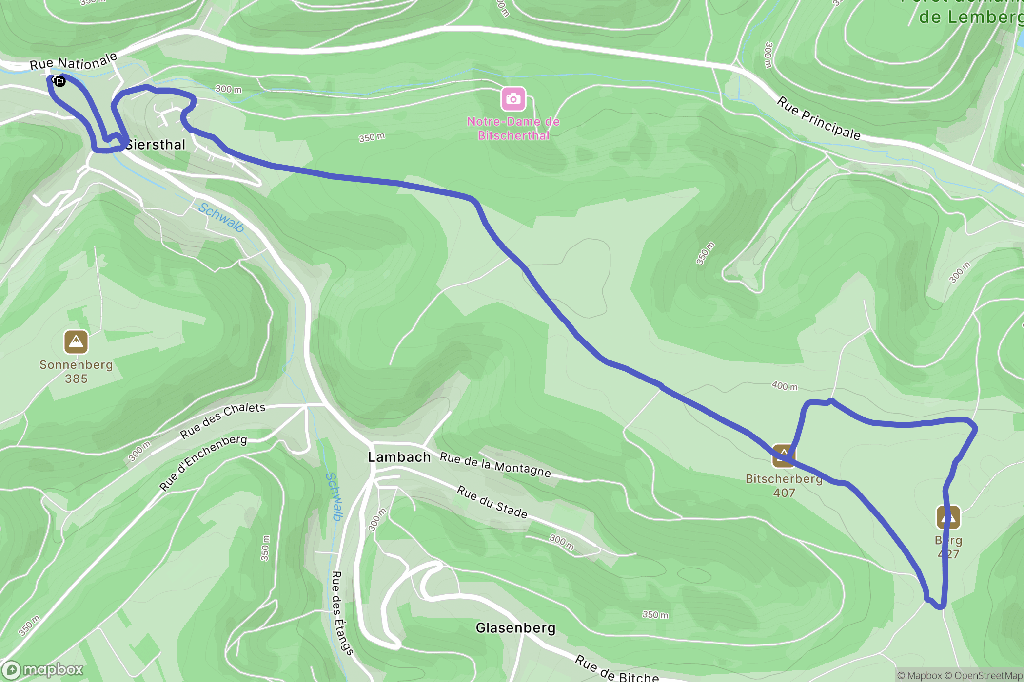 Siersthal : carte du parcours de randonnée - France
