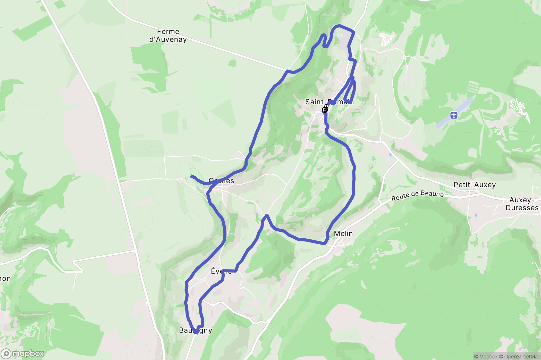 Saint-Romain : carte du parcours de randonnée - France