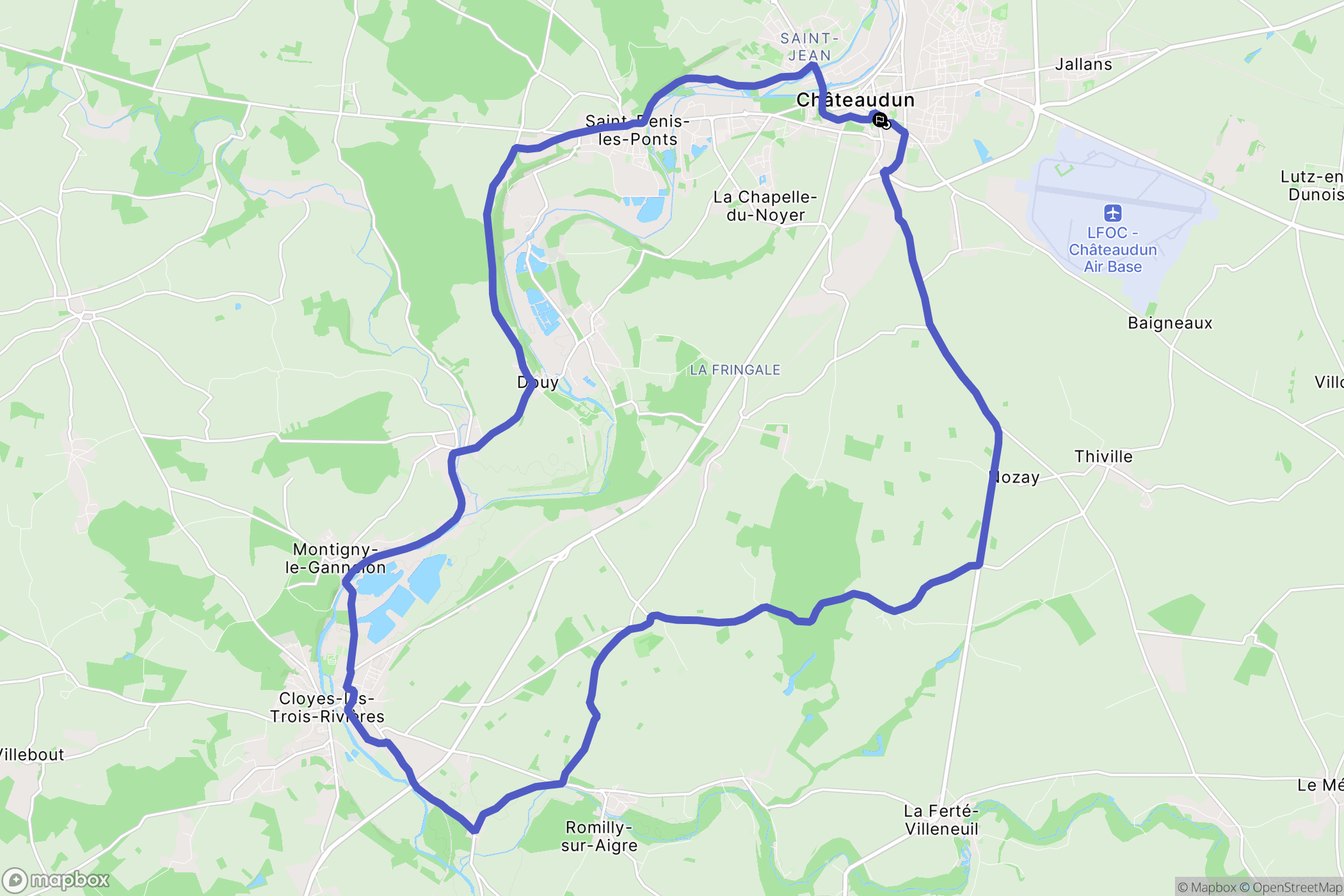 Châteaudun : carte du parcours de randonnée - France