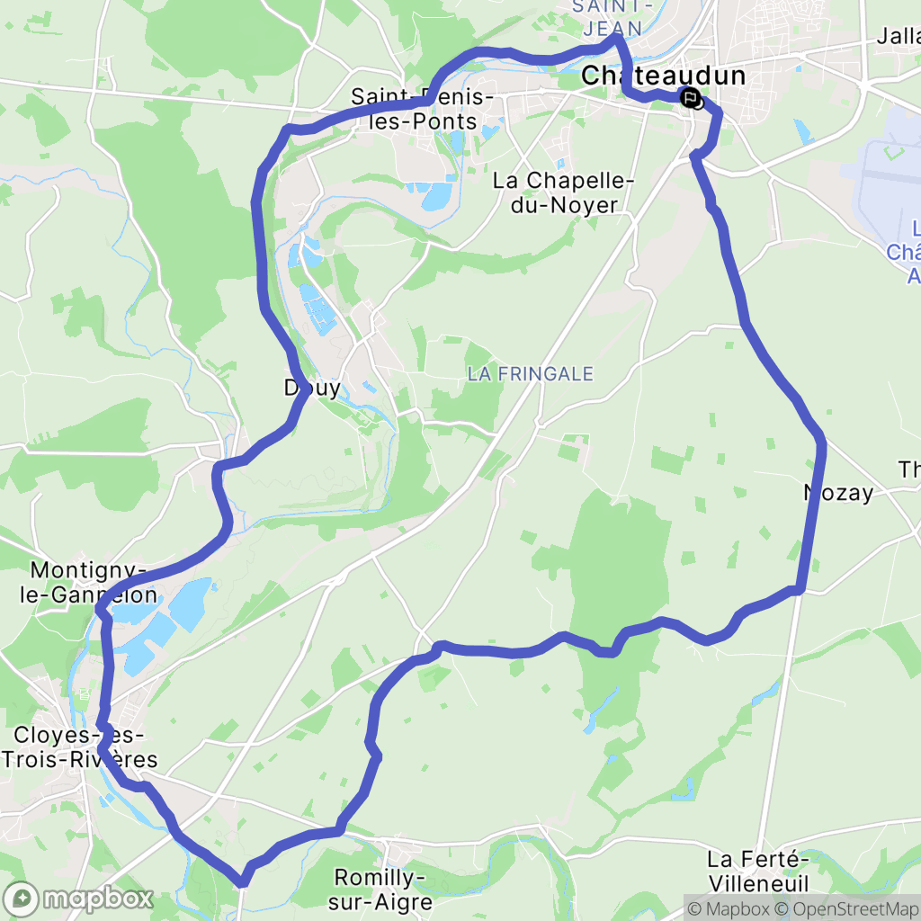 Châteaudun : carte du parcours de randonnée - France