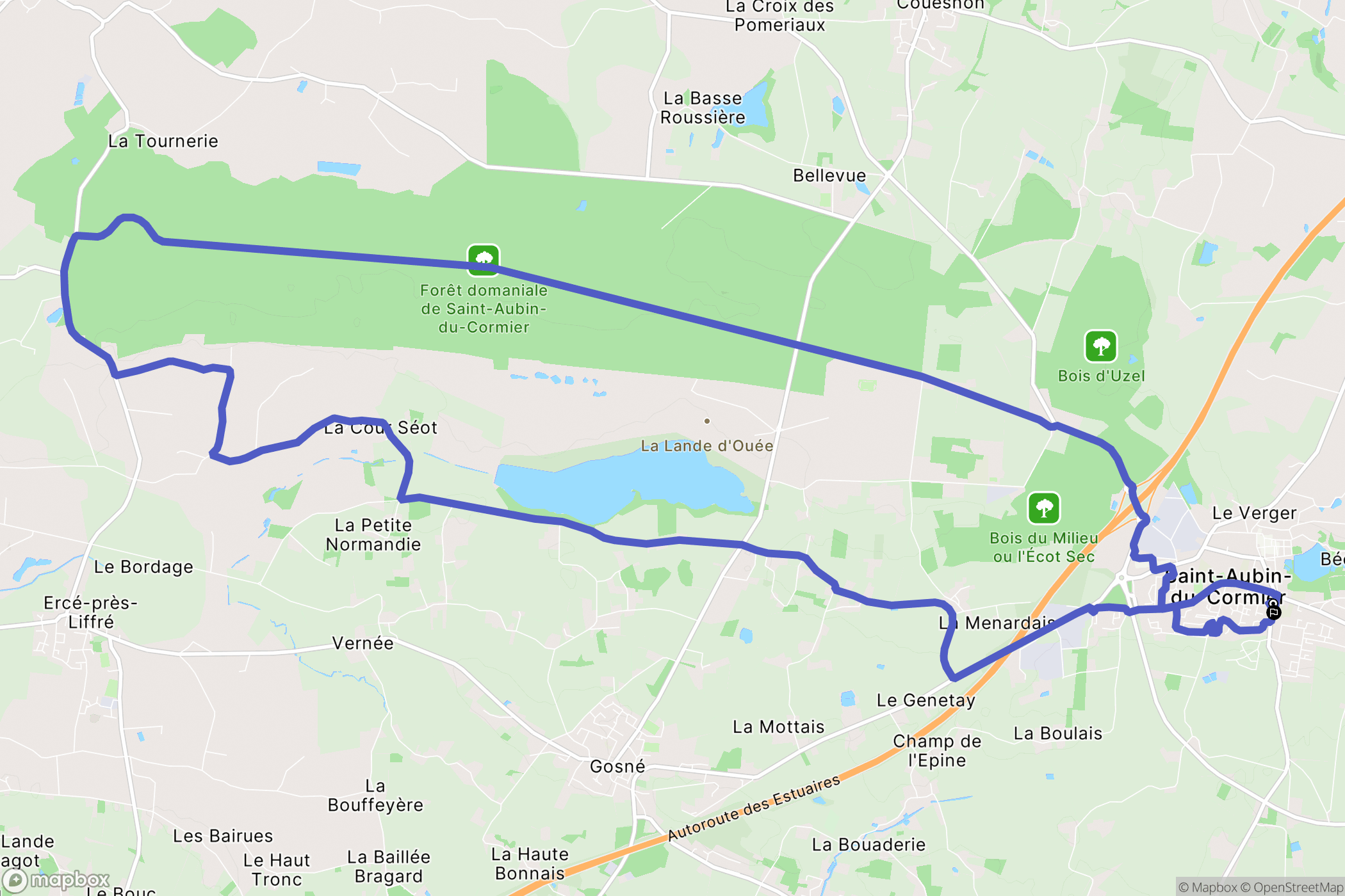 Saint-Aubin-du-Cormier : carte du parcours de randonnée - France