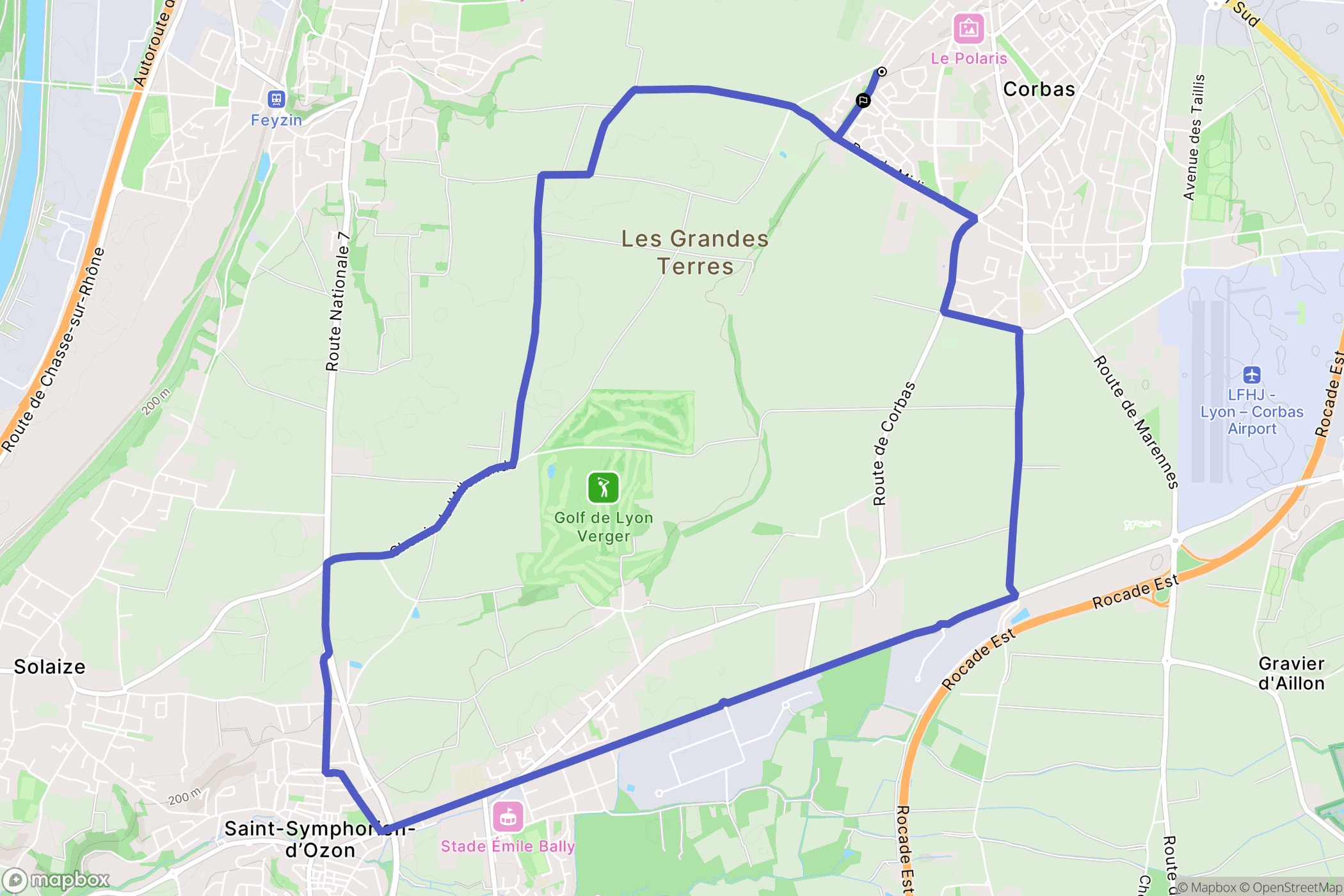 Corbas : carte du parcours de randonnée - France