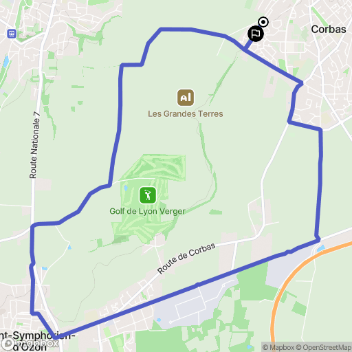 Corbas : carte du parcours de randonnée - France