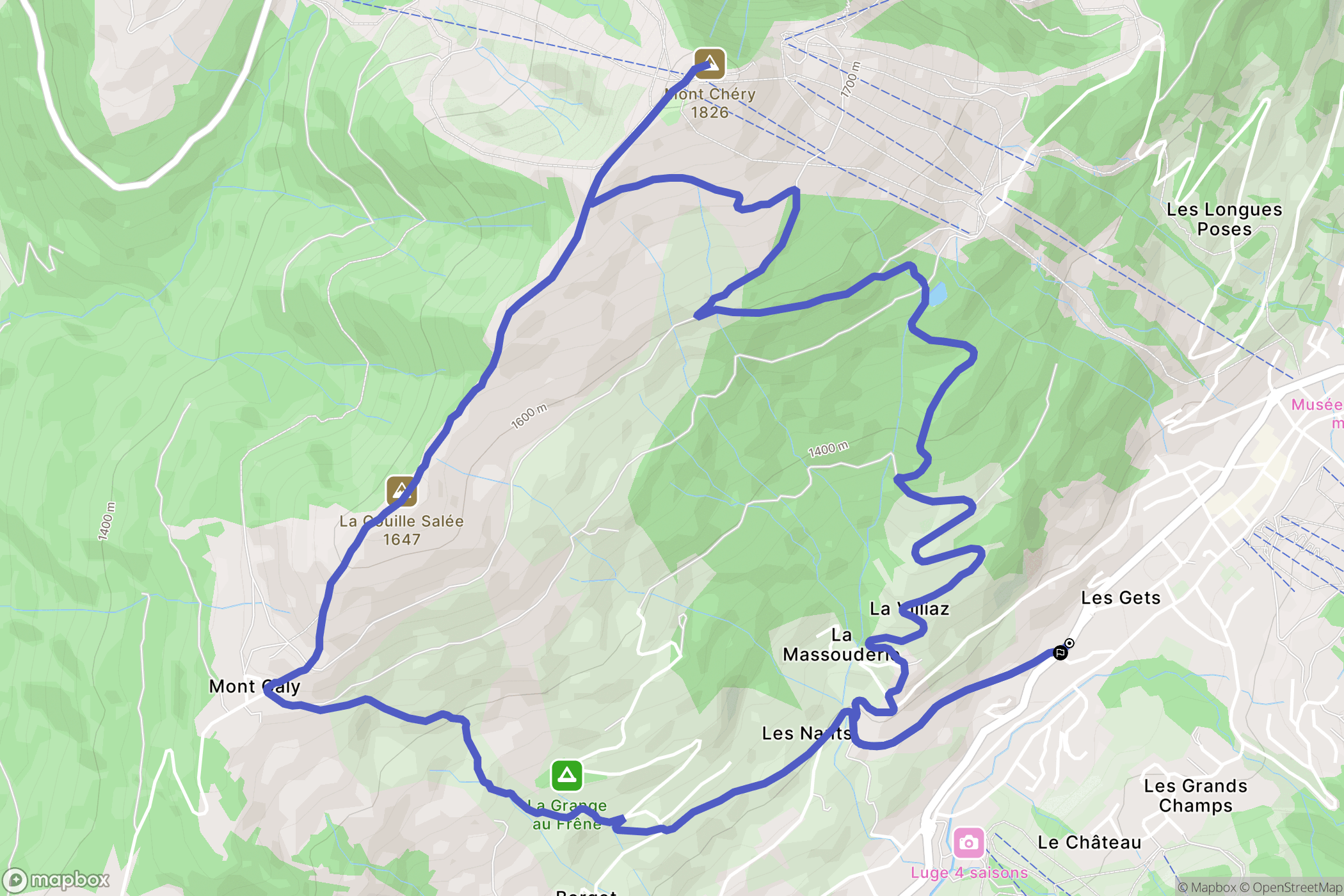Les Gets : carte du parcours de randonnée - France