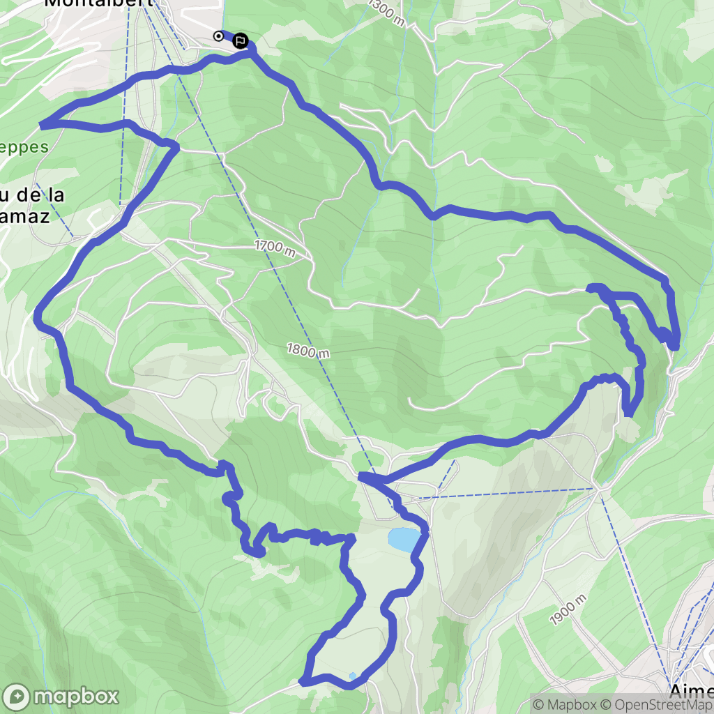 Aime-la-Plagne : carte du parcours de randonnée - France