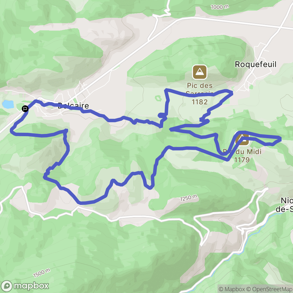 Belcaire : carte du parcours de randonnée - France