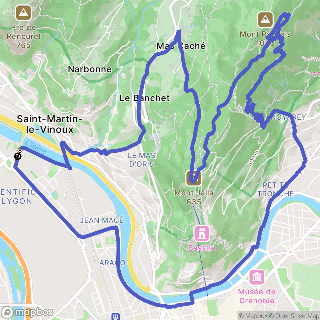 Grenoble : carte du parcours de randonnée - France