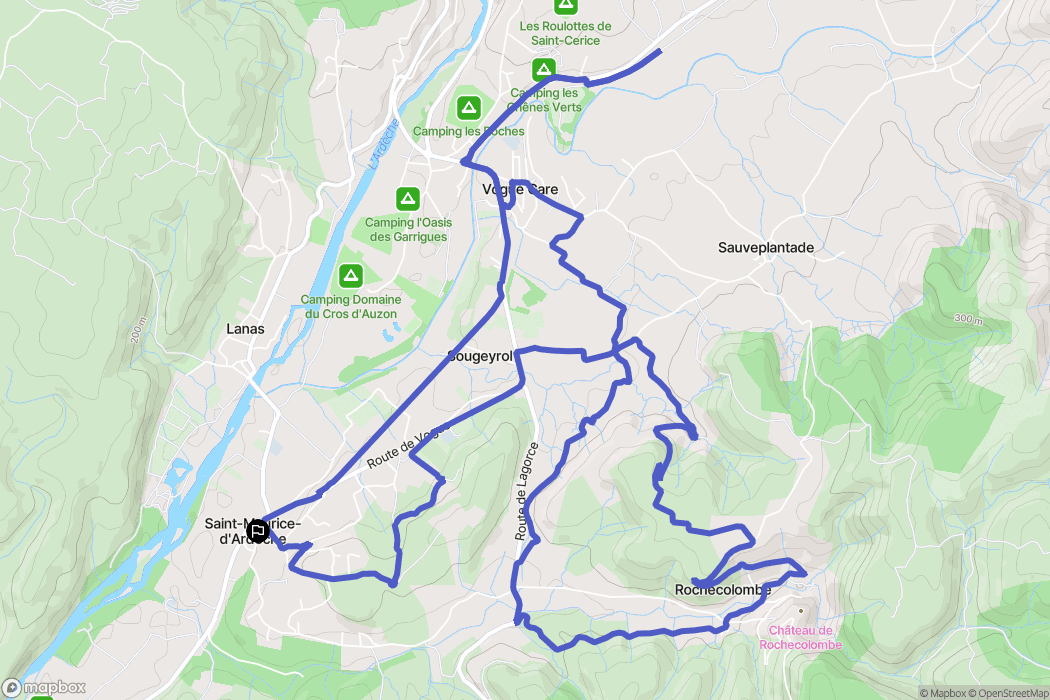 Saint-Maurice-d'Ardèche : carte du parcours de randonnée - France