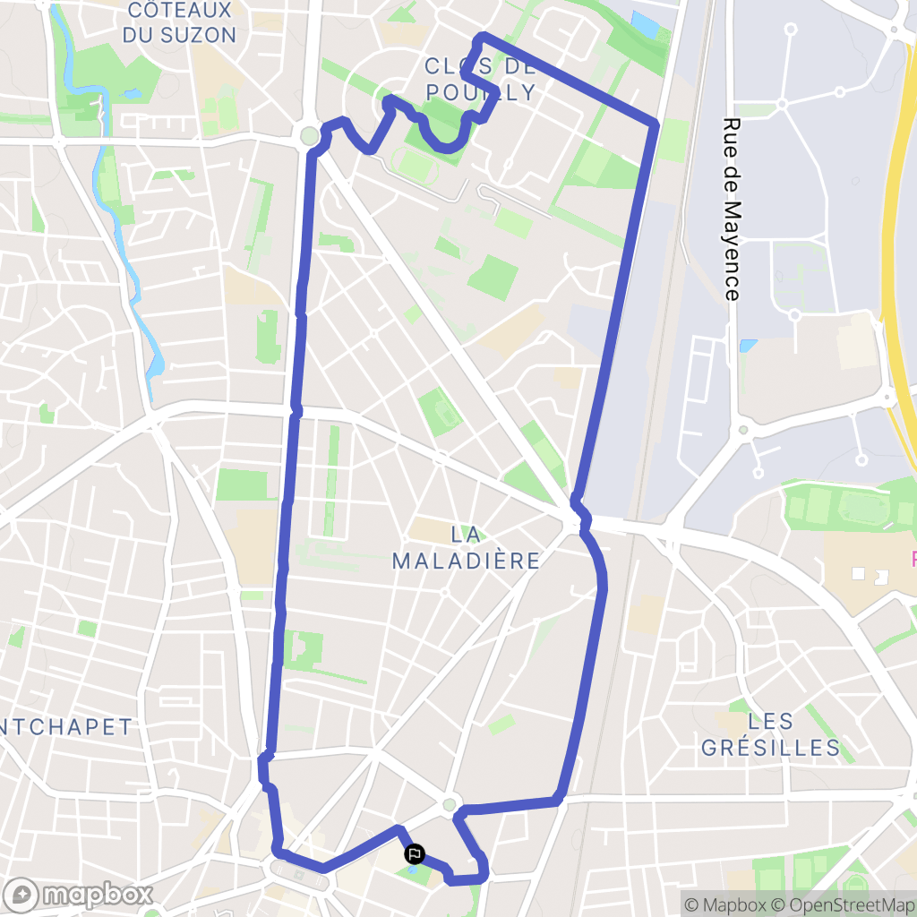 Dijon : carte du parcours de randonnée - France