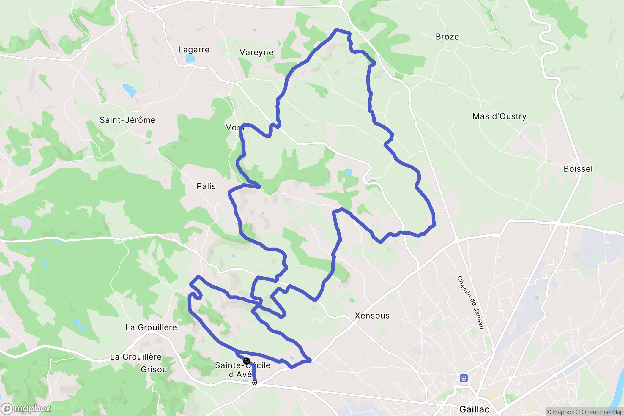 Gaillac : carte du parcours de randonnée - France