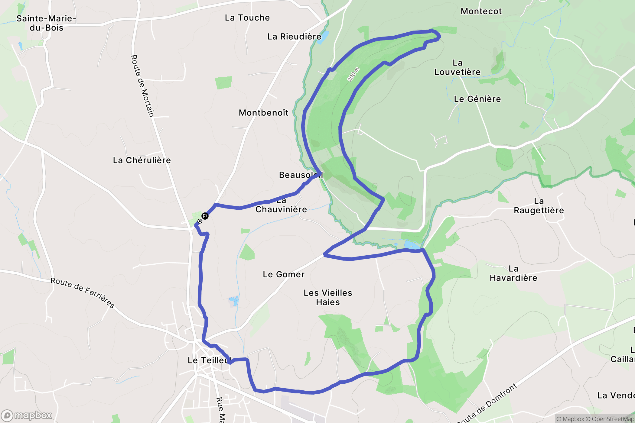 Le Teilleul : carte du parcours de randonnée - France