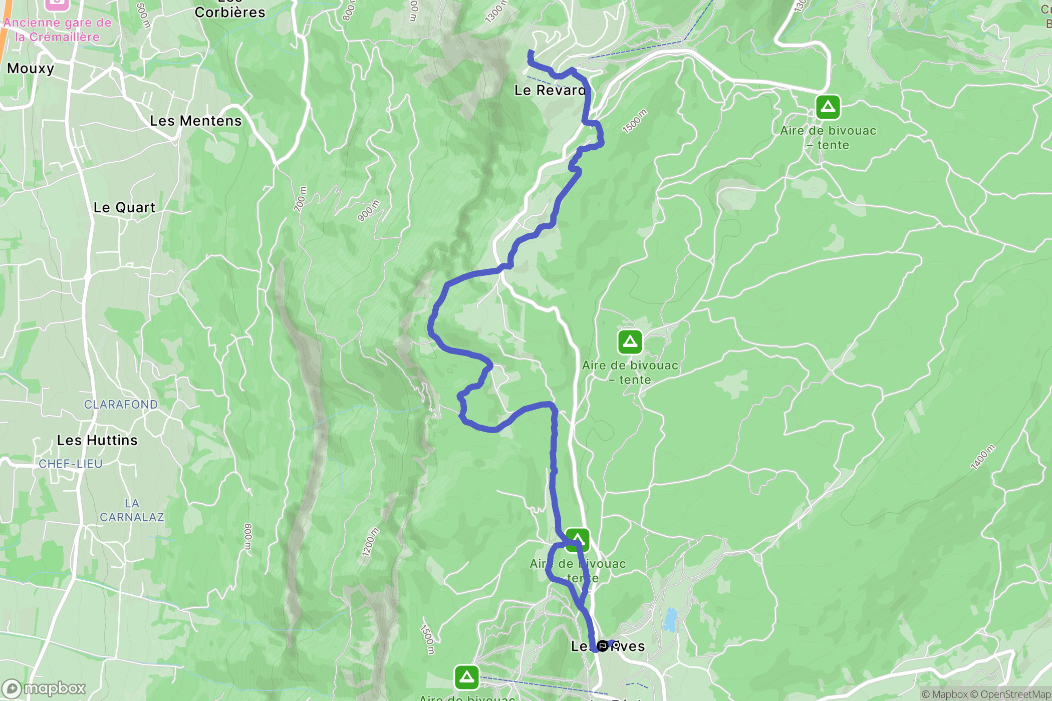Les Deserts : carte du parcours de randonnée - France