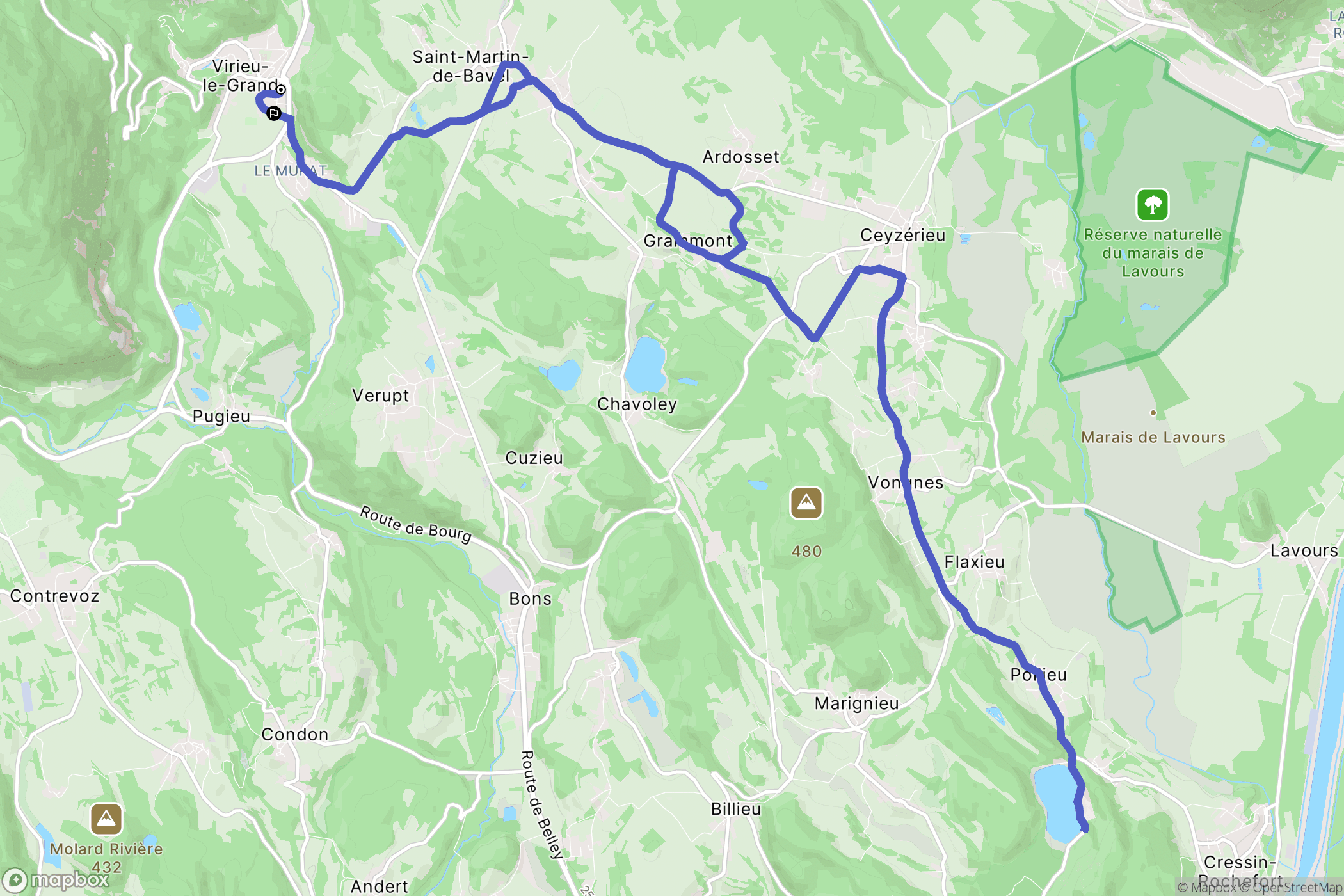 Virieu-le-Grand : carte du parcours de randonnée - France