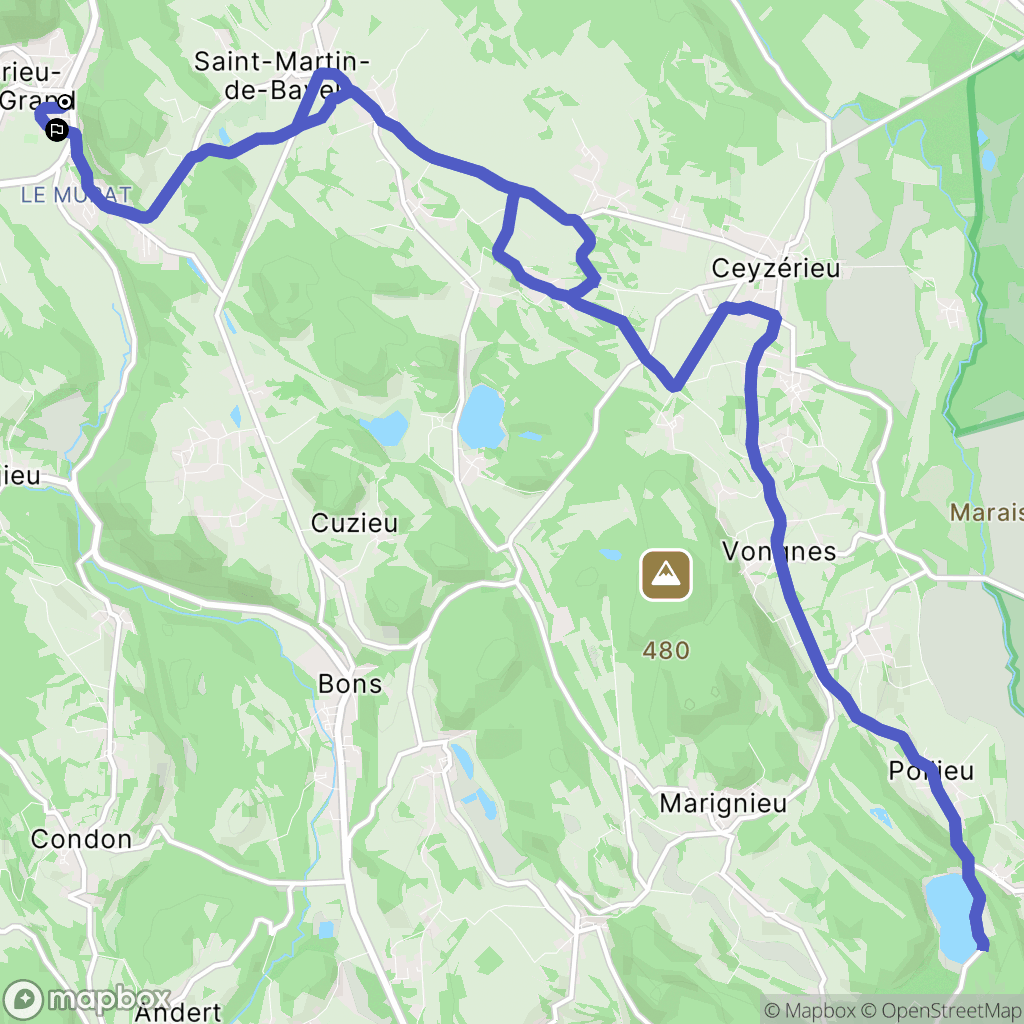 Virieu-le-Grand : carte du parcours de randonnée - France