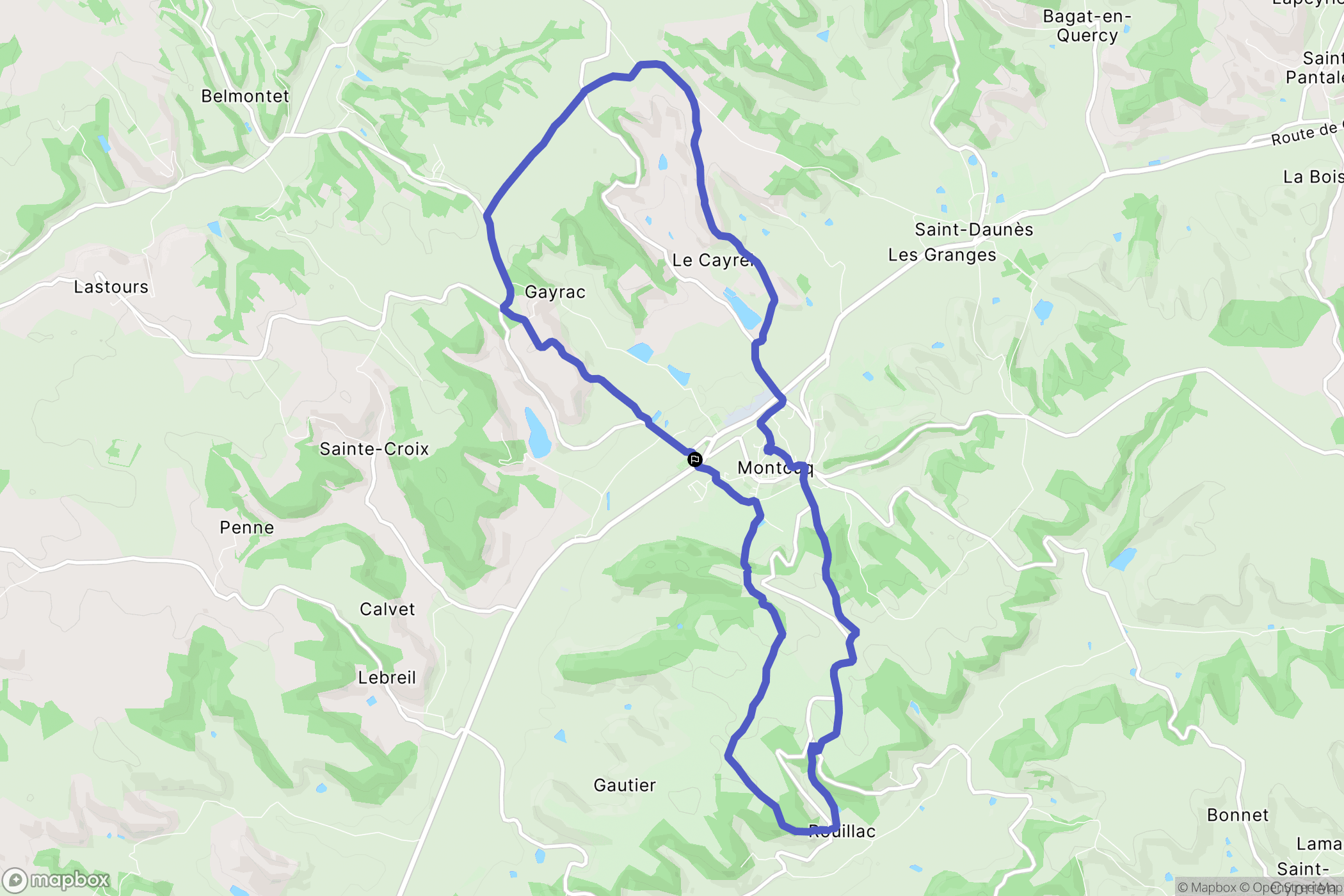 Montcuq-en-Quercy-Blanc : carte du parcours de randonnée - France