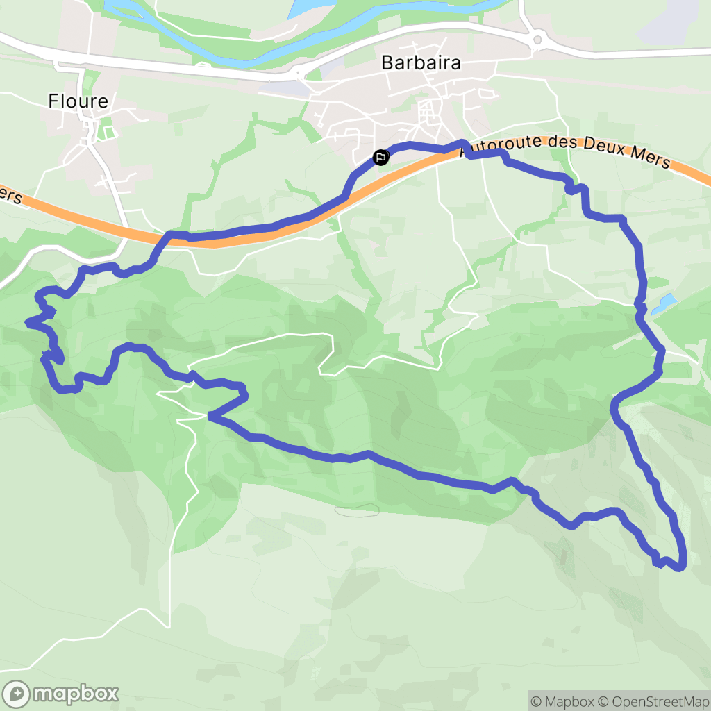 Barbaira : carte du parcours de randonnée - France