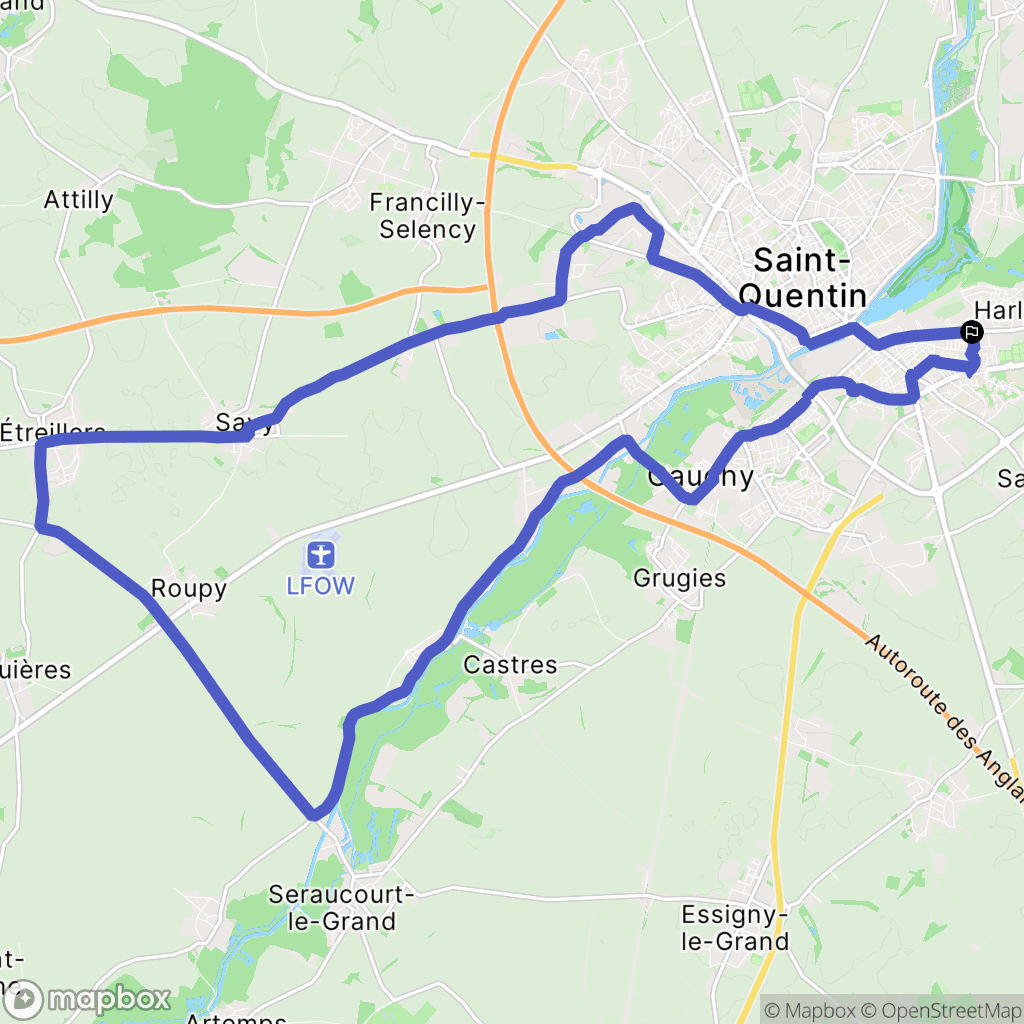 Saint-Quentin : carte du parcours de randonnée - France