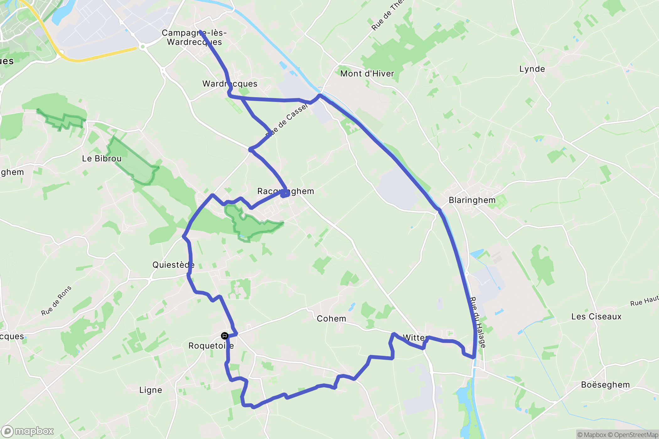 Roquetoire : carte du parcours de randonnée - France