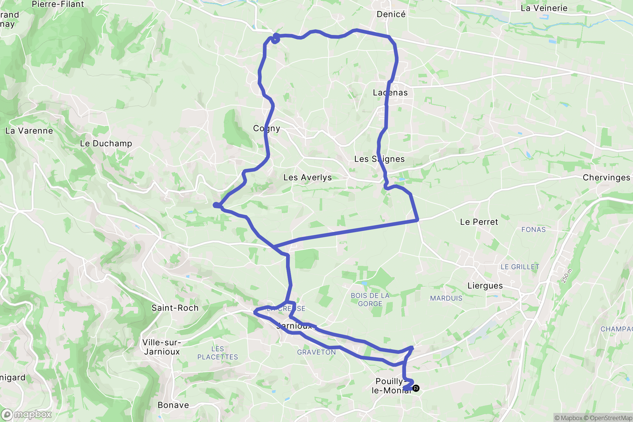 Porte des Pierres Dorées : carte du parcours de randonnée - France