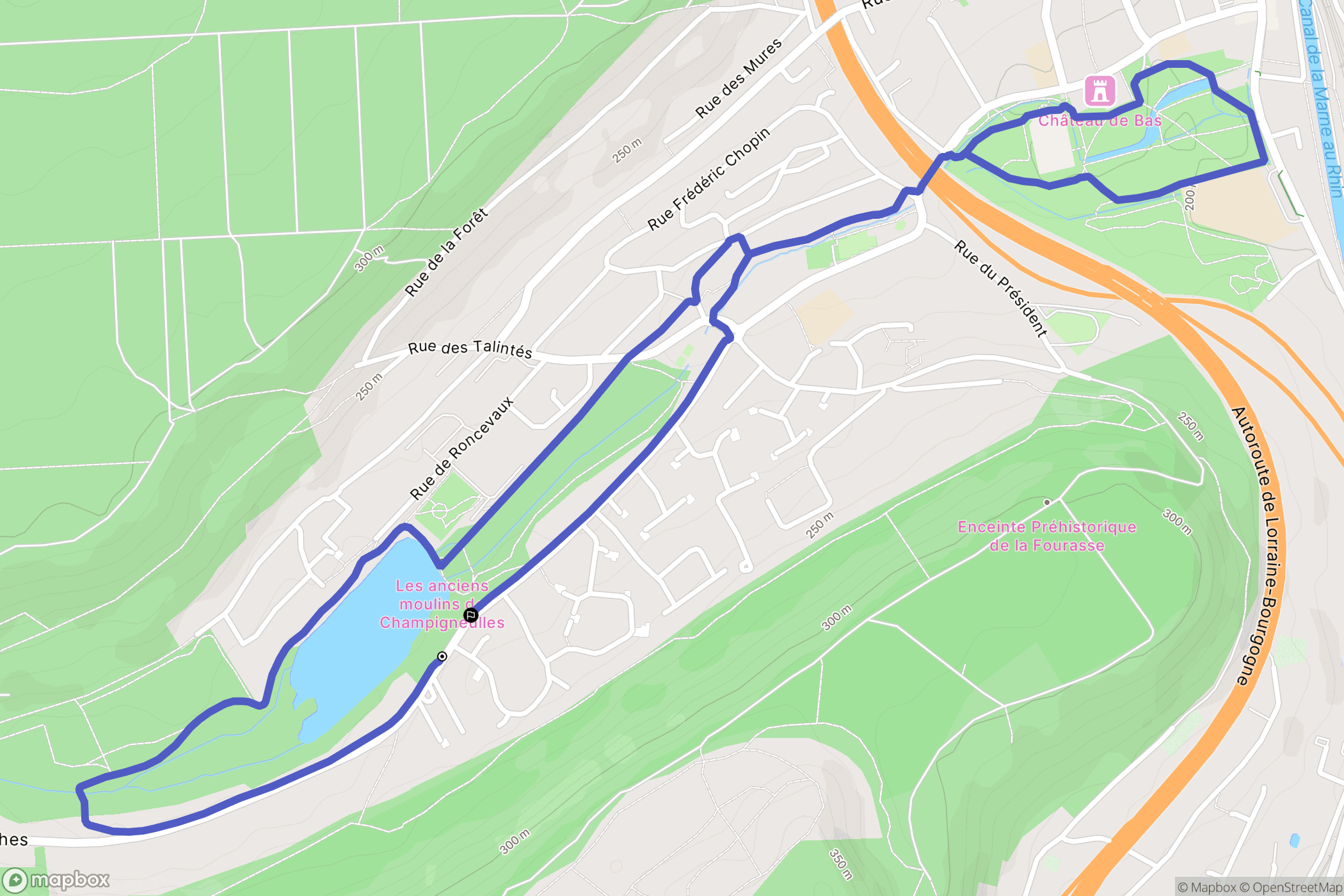 Champigneulles : carte du parcours de randonnée - France