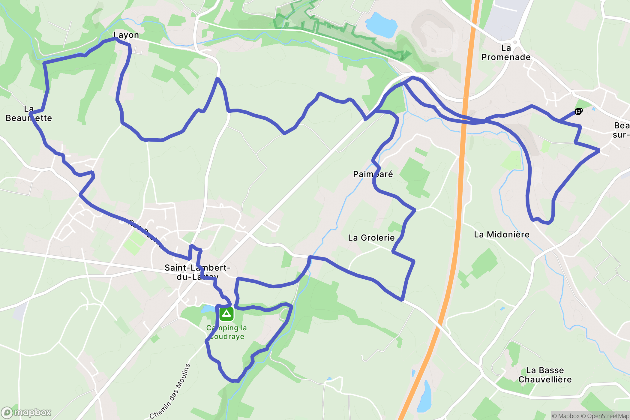 Beaulieu-sur-Layon : carte du parcours de randonnée - France