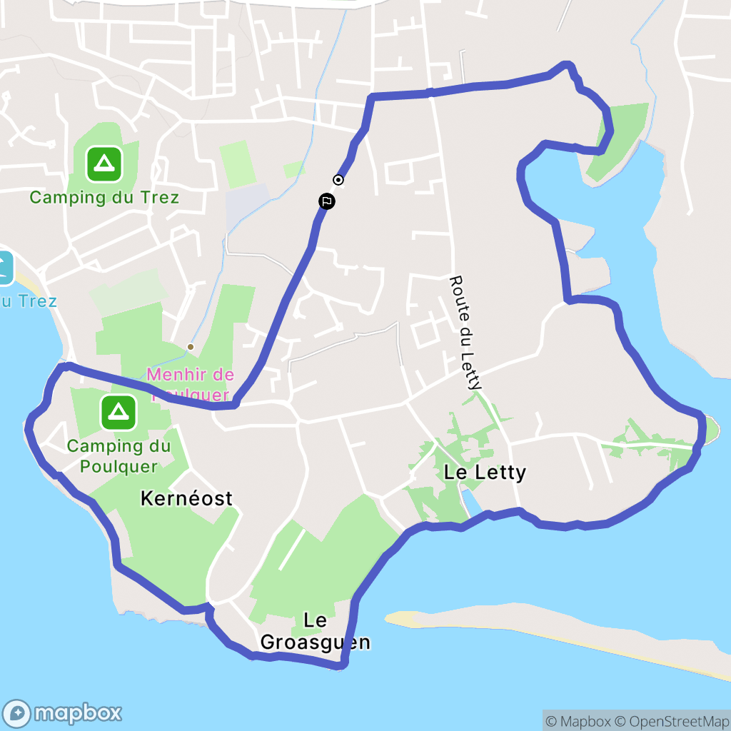 Bénodet : carte du parcours de randonnée - France