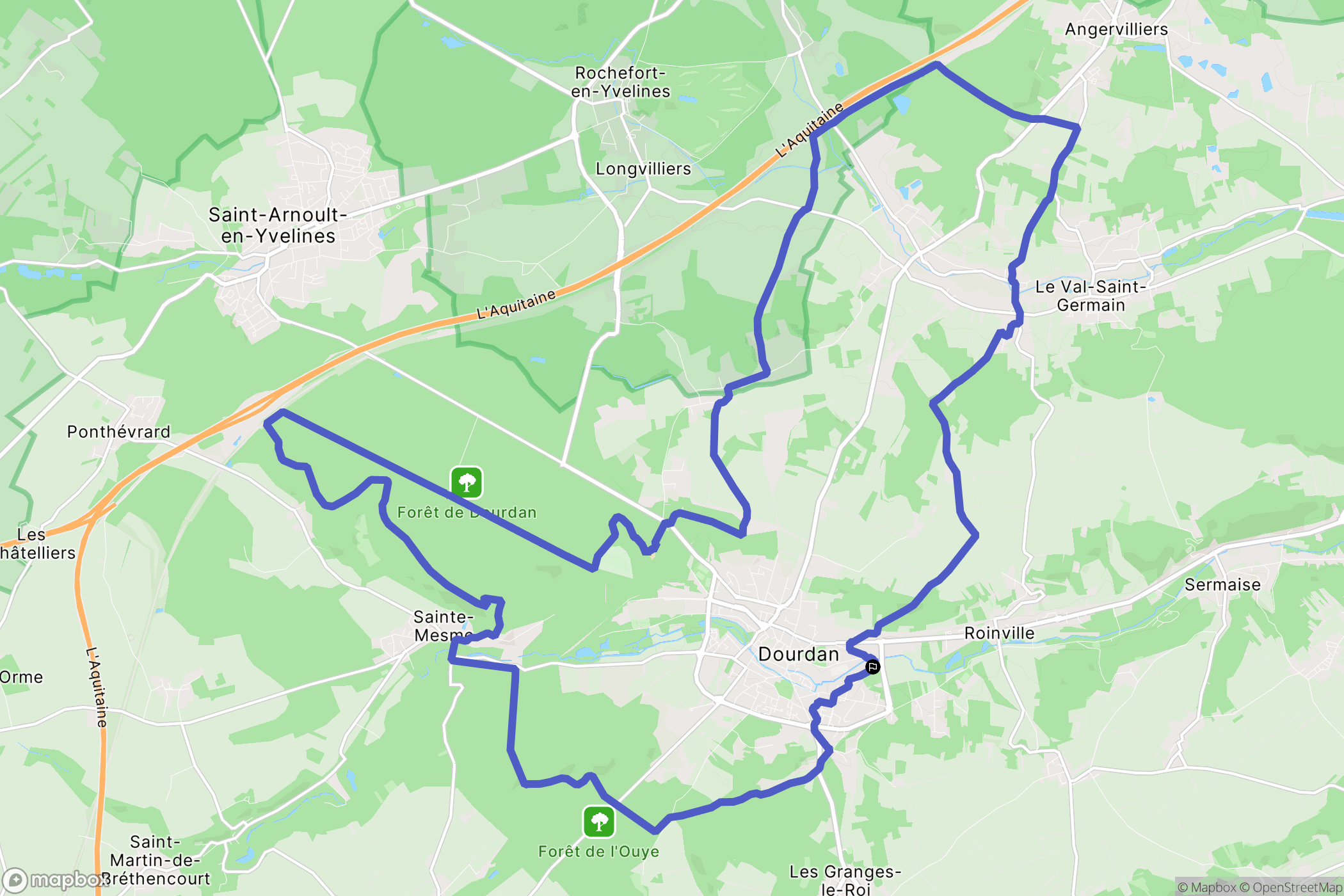 Dourdan : carte du parcours de randonnée - France