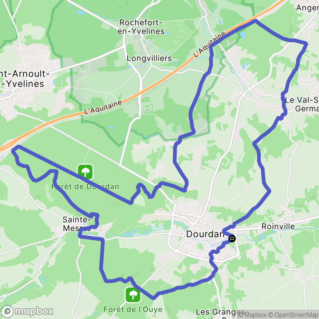 Dourdan : carte du parcours de randonnée - France
