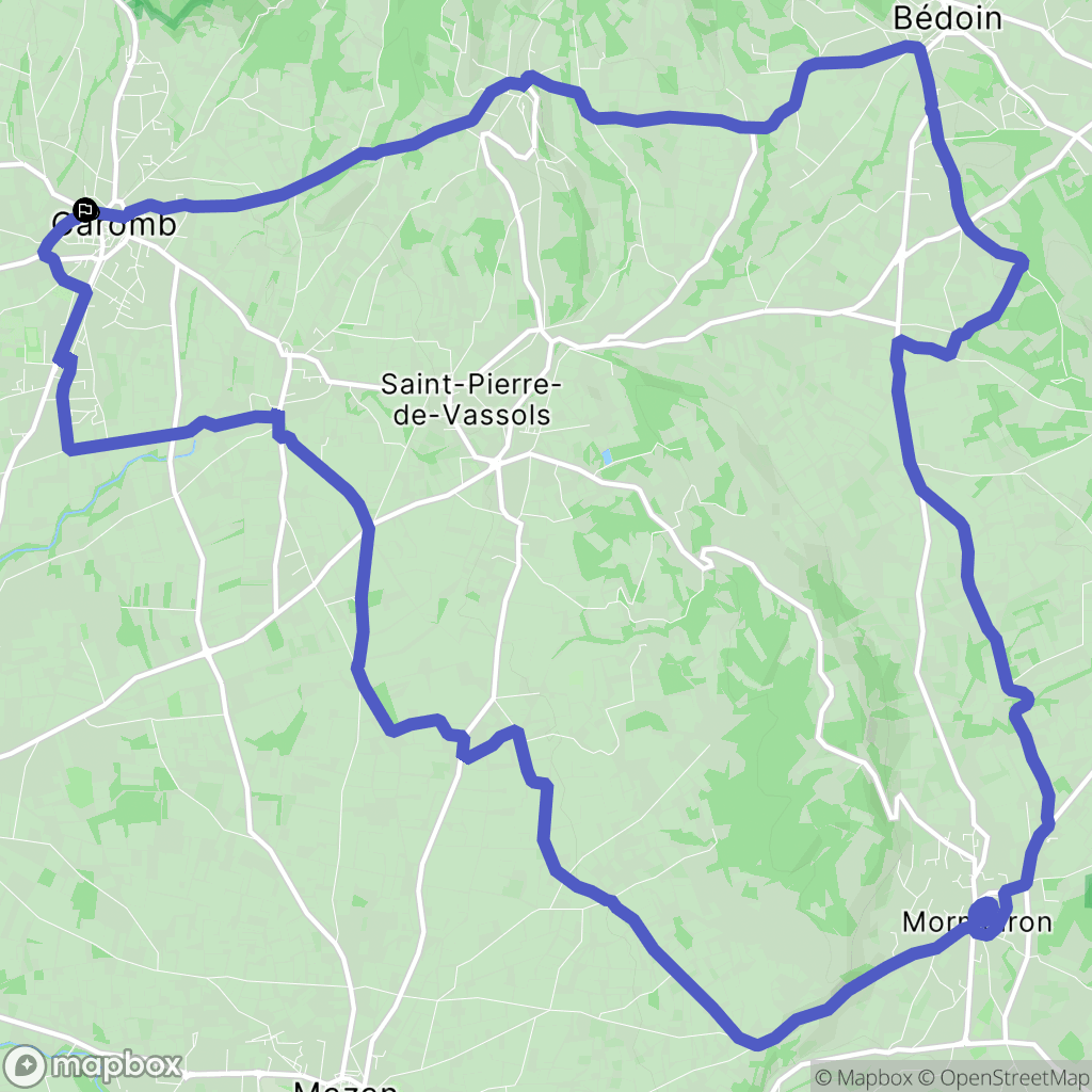 Caromb : carte du parcours de randonnée - France