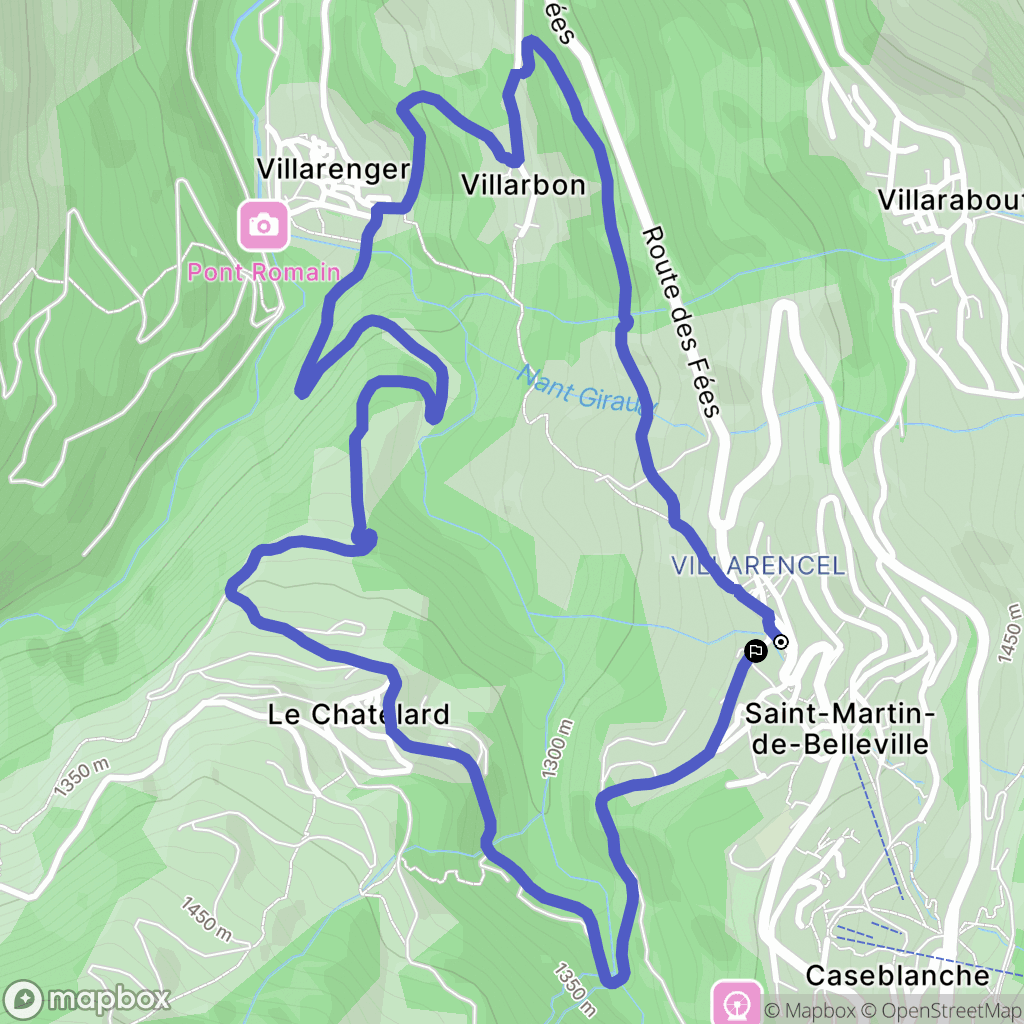 Les Belleville : carte du parcours de randonnée - France