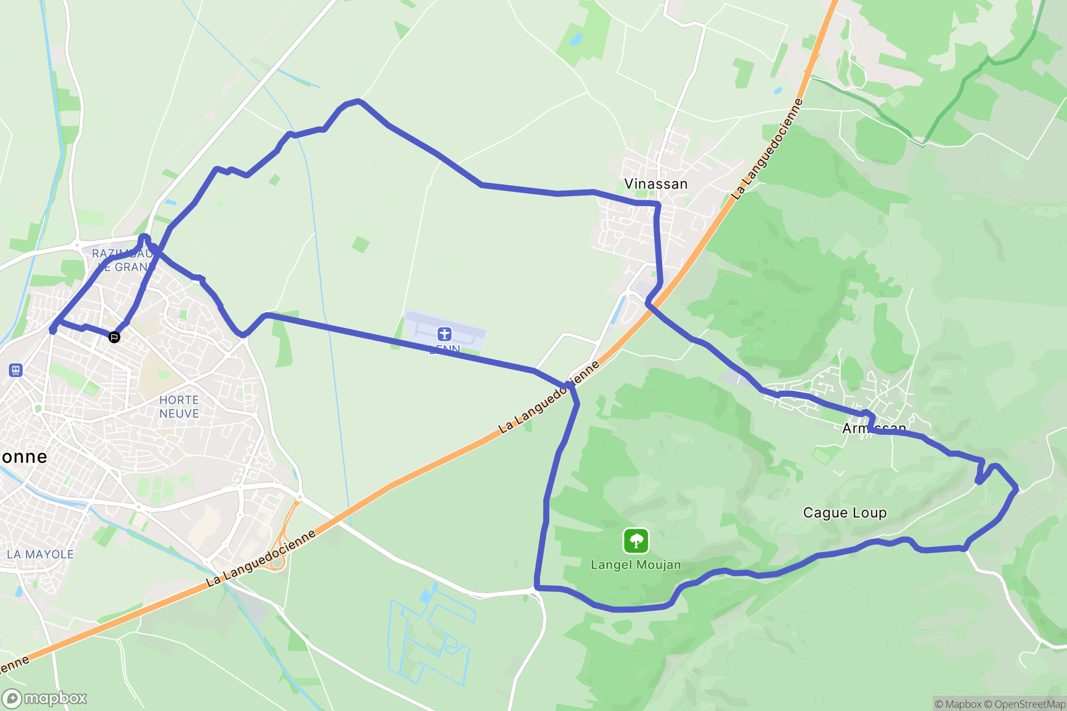 Narbonne : carte du parcours de randonnée - France