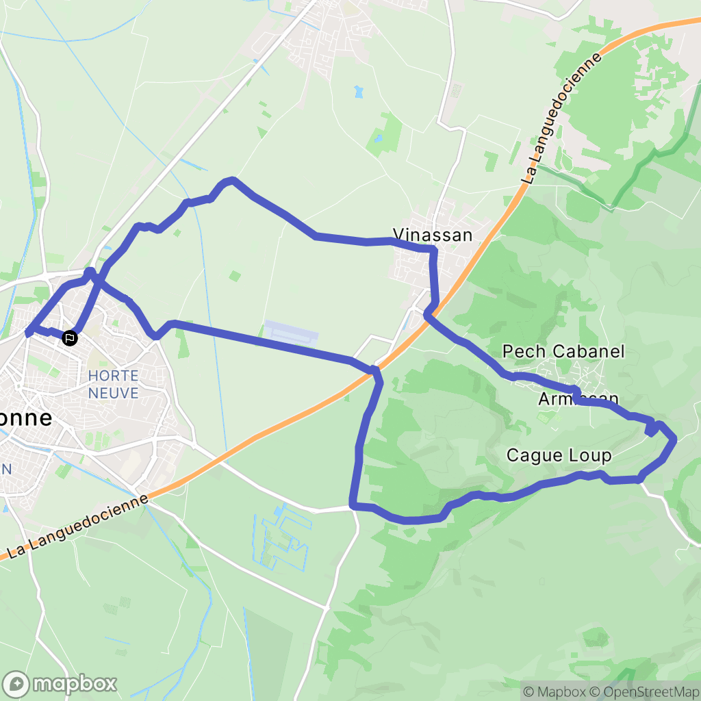Narbonne : carte du parcours de randonnée - France