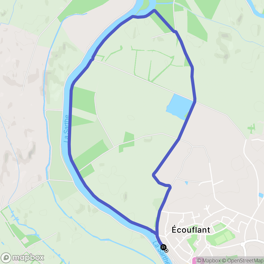 Écouflant : carte du parcours de randonnée - France