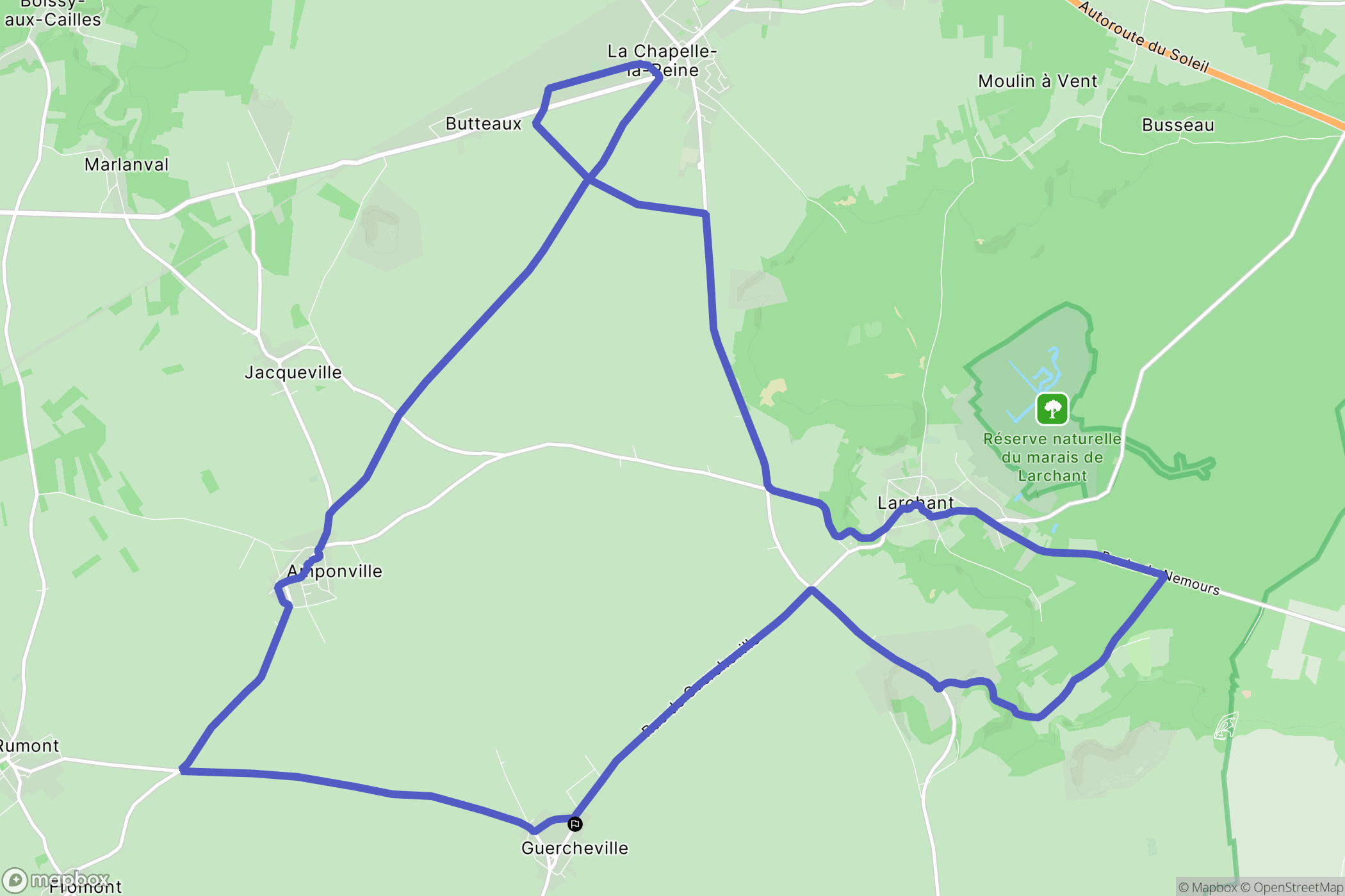 Guercheville : carte du parcours de randonnée - France