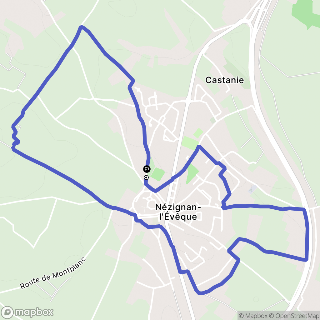 Nézignan-l'Évêque : carte du parcours de randonnée - France