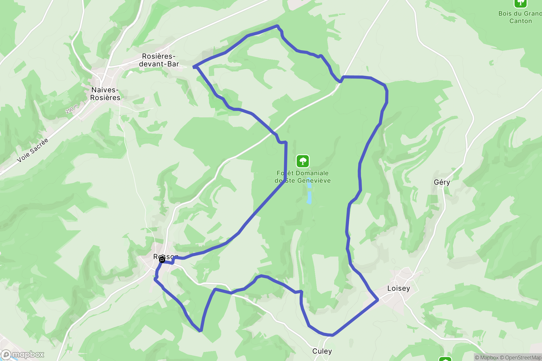 Resson : carte du parcours de randonnée - France