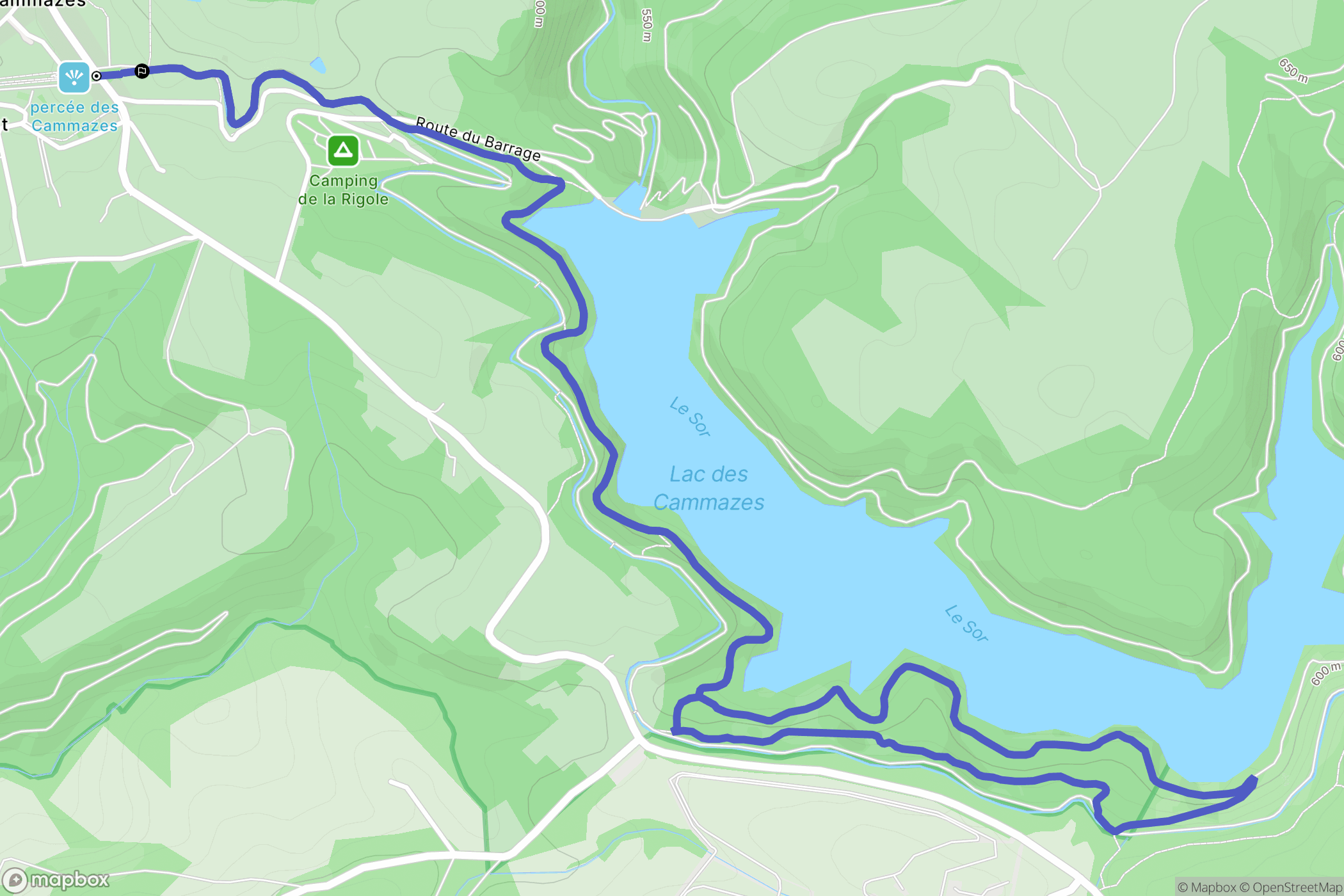 Les Cammazes : carte du parcours de randonnée - France