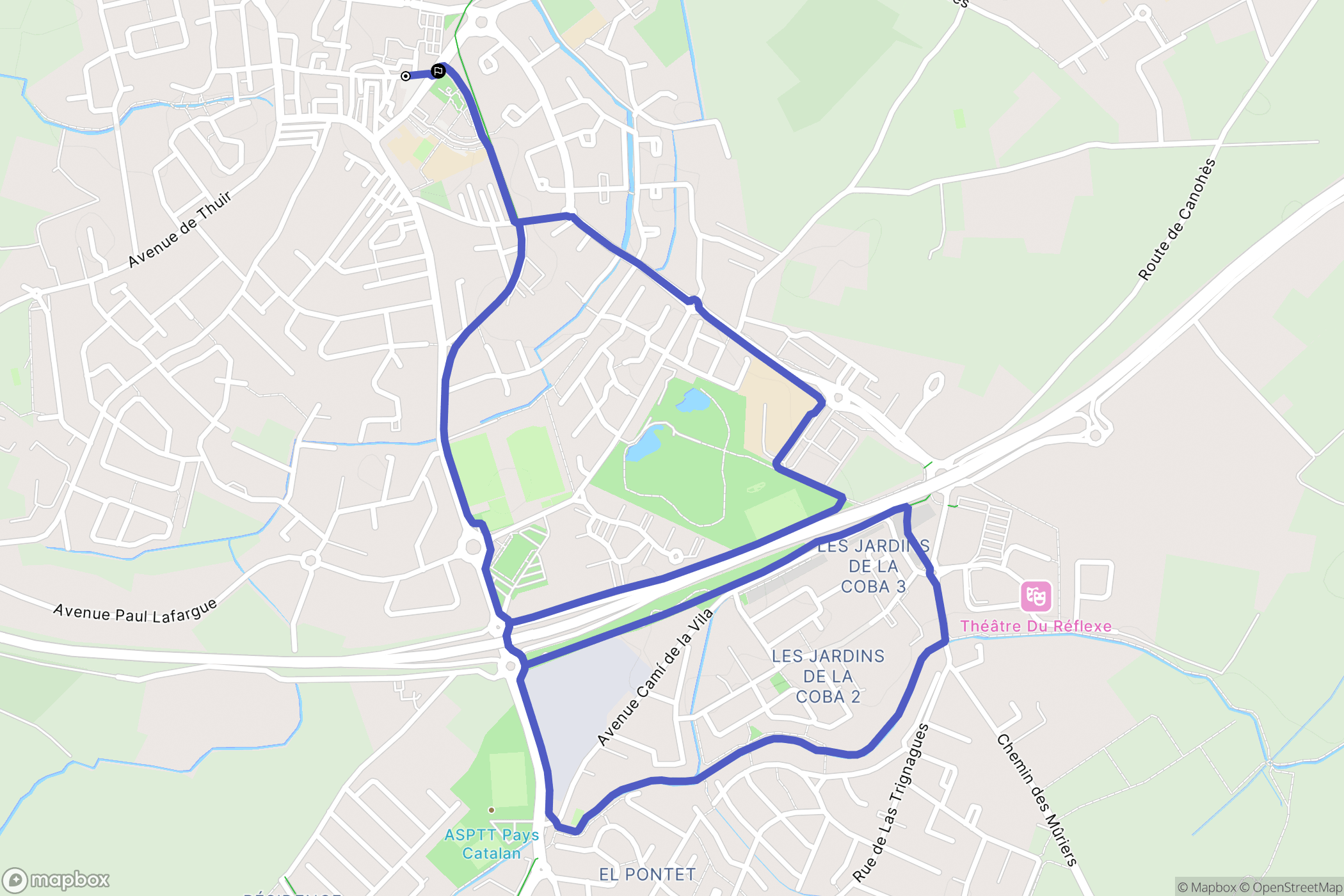 Toulouges : carte du parcours de randonnée - France