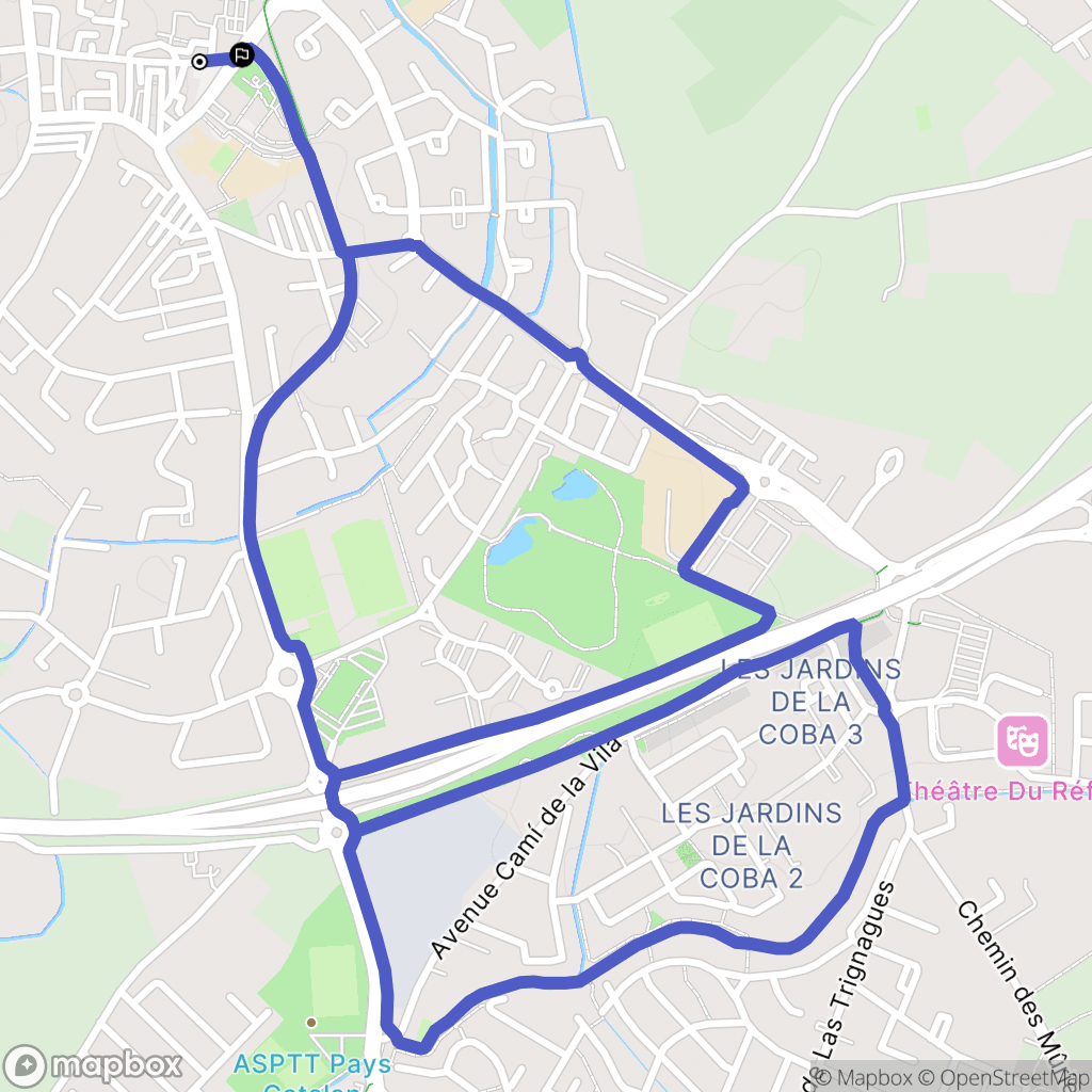 Toulouges : carte du parcours de randonnée - France