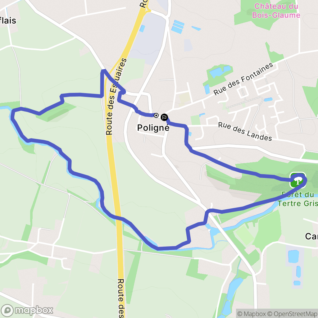Poligné : carte du parcours de randonnée - France