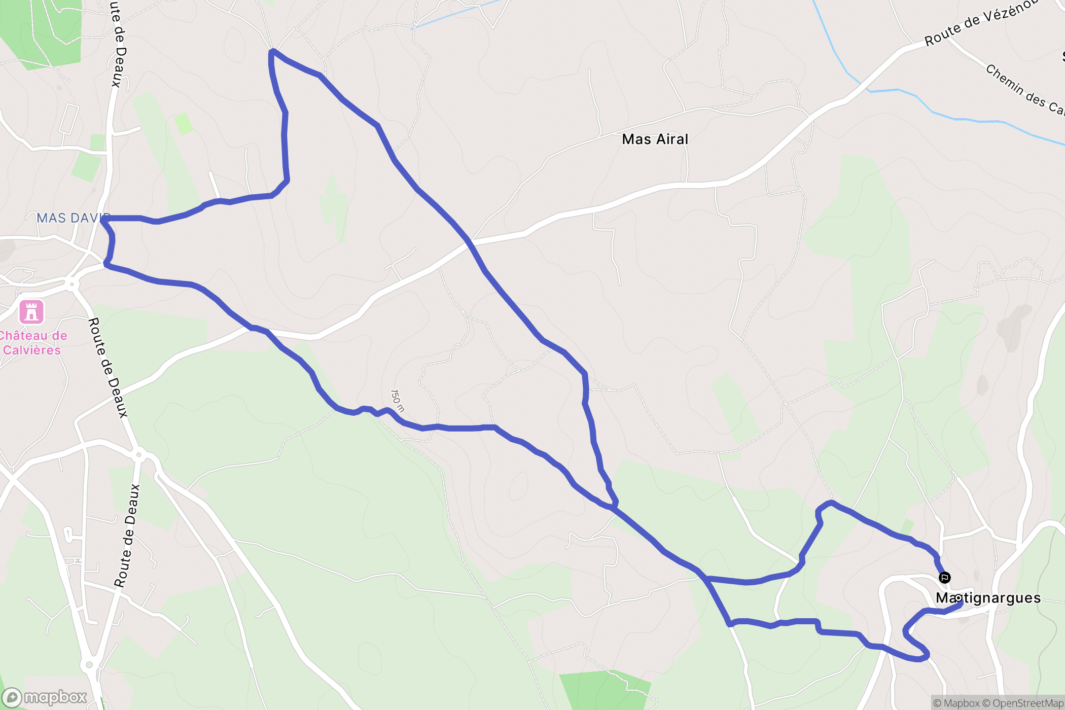 Martignargues : carte du parcours de randonnée - France