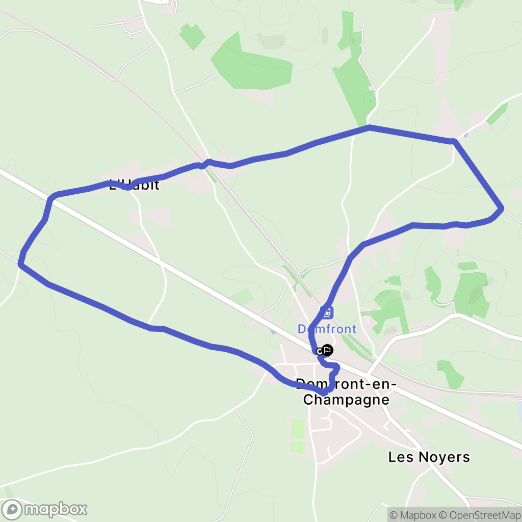 Domfront-en-Champagne : carte du parcours de randonnée - France