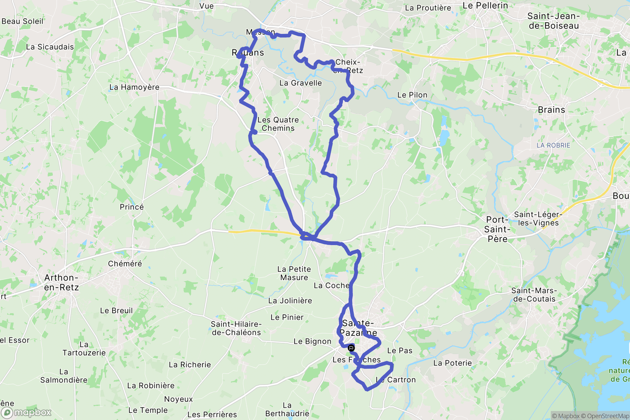 Sainte-Pazanne : carte du parcours de randonnée - France